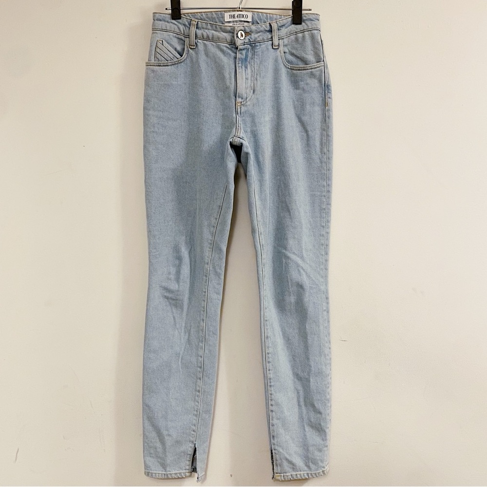 The Attico Slim Straight Light Mid Wash Denim Cotton Jeans 28 6